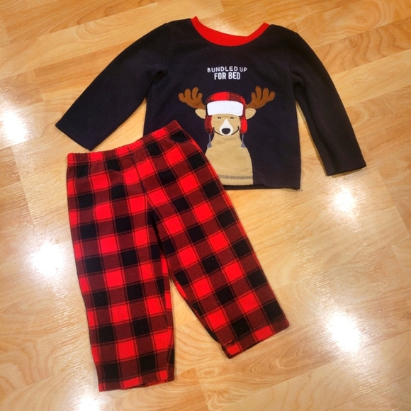 Carter's Fleece pajama set Buffalo plaid size 18 months. - Picture 1 of 5